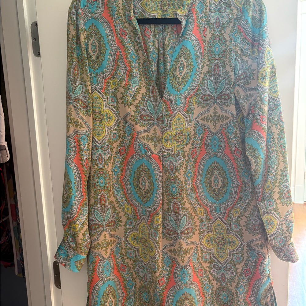 Zara Paisley Colourful Long Sleeve Mini Dress Size M